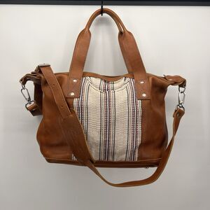 Nena & Co. Medium Tote Leather Textile Purse With Crossbody Strap